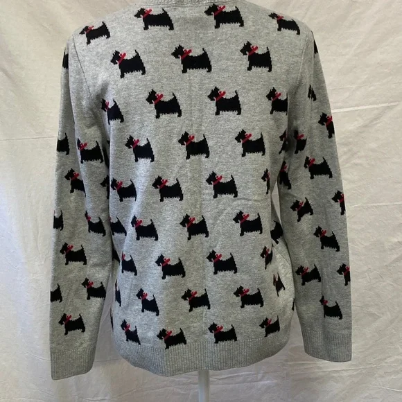 Charter Club PETITE Gray Sweater with Black Scottie Dog Pattern - Picture 3 of 9